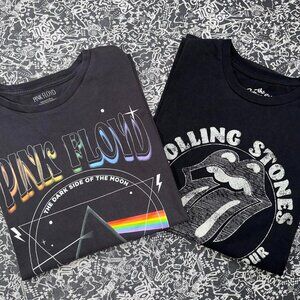 Large PInk floyd + Rolling stones band tee bundle
